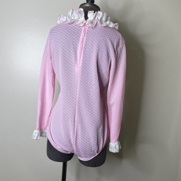 Vintage Ruffle Collar Long Sleeve Bodysuit size VTG 18 Fit's Like a Large - Picture 8 of 8